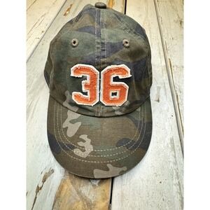 PLACE (Children's Place) Camo Baseball Cap Orange Distressed "36" Size 3T/4T